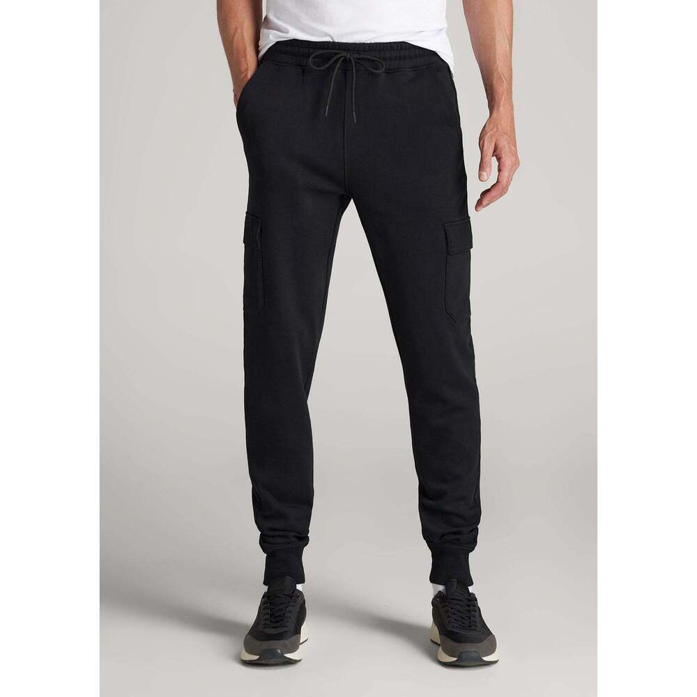 American Tall Wearever Fleece Cargo Jogger For Tall Men in Black Size MM / Extra